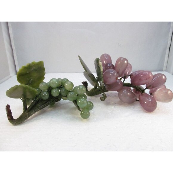 Amethyst and Green Aventurine Stone Grape Clusters with Leaves Set of 2 - Picture 14 of 16